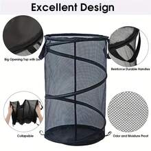 1个可折叠洗衣篮 - 便携式透气网布，加固提手，耐用材质，适用于洗衣房、浴室、大学宿舍、旅行 - 防臭防潮储物篮（黑白两色），可折叠洗衣篮，宿舍必备，简约设计，防水材质，可放置于床下 - 彩色 - 查看 6