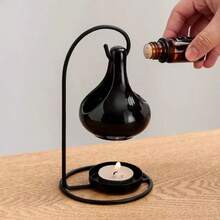 1 Set Ceramic Cauldron Incense Burner With Stand, Witch's Potion Design, No Fragrance, Can Be Used With Candles Or Tea Lights, Home Decor - Iron Frame Hook Ceramic Aromatherapy Stove - View 4