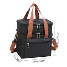 Cooler Bag, Picnic Bag, Insulated Bag, Lunch Bag For On The Go, Double-Decker Thermal Bag For Men And Women, Foldable Insulated Lunch Bag, Portable Lunch Box, Reusable Lunch Box For Men And Women With Shoulder Strap, Lunch Bag With Powerful Cooling Performance. Waterproof, Foldable Cooler Bag For School/Work/Outdoors - 黑色 - 查看 1