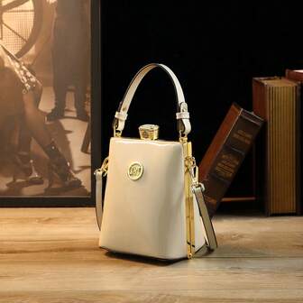 Bolso de mano mini de lujo con acabado brillante y decoración de cristales