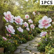 Large Artificial Peach Blossom Sparkling Realistic Floral Decoration For Wedding Party Garden Yard Decor - 粉色 - 查看 8