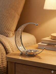 Ramadan Moon Star Metal Incense Burner, Moon Bakhoor Burner Decoration Candelabra Dining Table Decor Fashion Home Decor Candlestick, Incense Holders, An Ideal Gift For Friends, It Makes The Perfect Present For Family And Friends, Ramadan Utensils,Purposes Of Ramadan,Ramadan Gifts,Eid Giveaways,Ramadan Reflections,Ramadan,Ramadan Distributions,Ramadan Kareem - Silver - View 10