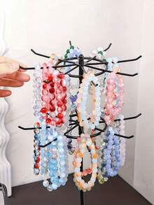 Support à bijoux en fer, porte-clés rotatif, présentoir à bijoux, support à colliers, organisateur de boucles d'oreilles et bracelets, porte-chaussettes - Multicolore - Voir 5