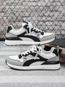 Versatile Neutral Colors, White, Gray And Black Contrast Design, Retro Casual Style, Unisex Sports Shoes, City Training Shoes Series, Suitable For Commuting, Fitness, Travel, Sneaker Style, Round Toe, Low-Top, Breathable, Multi-Function, Holiday Gift, Women Sports Shoes - White, Gray, Black - View 7