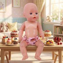 1/2/3/4/5片装随机图案娃娃尿布，适合16~18英寸的婴儿娃娃，毛绒娃娃配件，易于穿脱的按扣式娃娃内裤，各种可爱的卡通图案，是送给男孩女孩的生日或节日礼物。