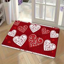 1pc Valentine's Day Rose Flower Door Mat -Elegant Red Heart Pattern Doormat, Machine Washable, Comfortable, Ideal For Bedroom Non-Slip, Machine Washable, Knit Indoor Entrance Mat, Machine Made Rectangle Entryway Mat For Home Decor - 1 cái 40*60cm (15,7*23,6 inch) - Xem 1