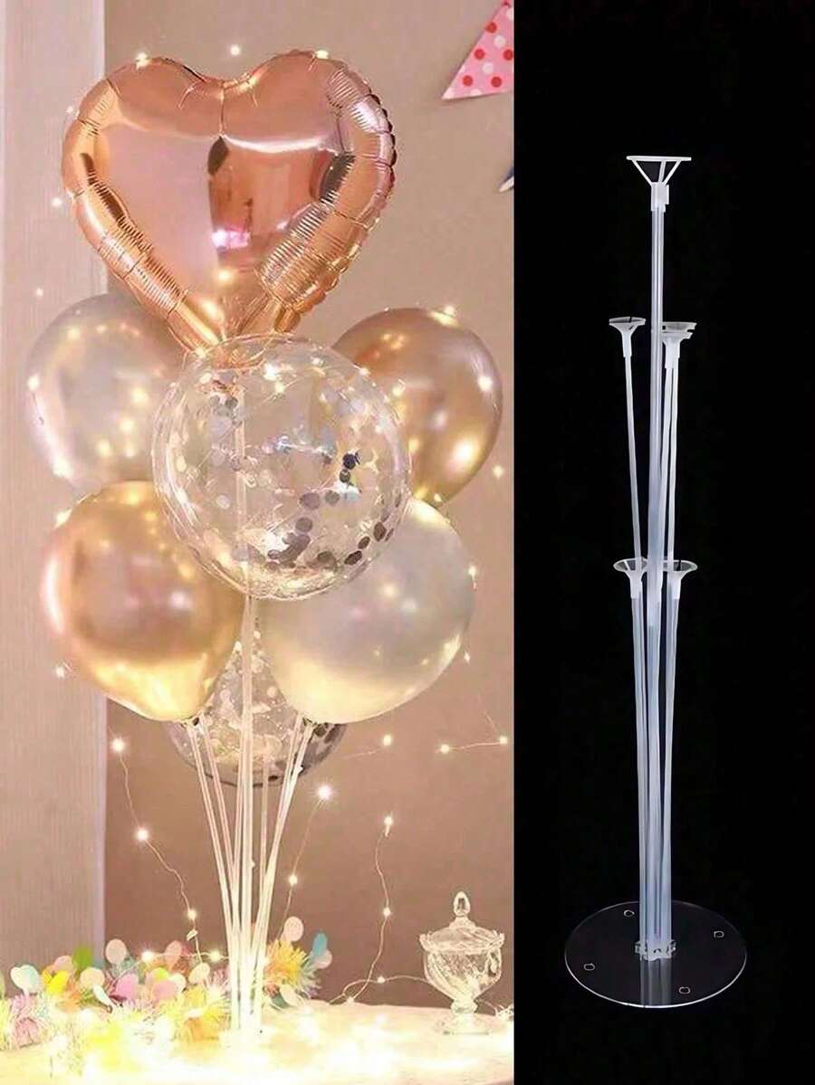 1 Set 70cm 7-Piece Balloon Tabletop Stand, Adhesive, Suitable For Wedding, Dining Table, Graduation, Scene Decoration, Party, Birthday (Balloons Not Included)
