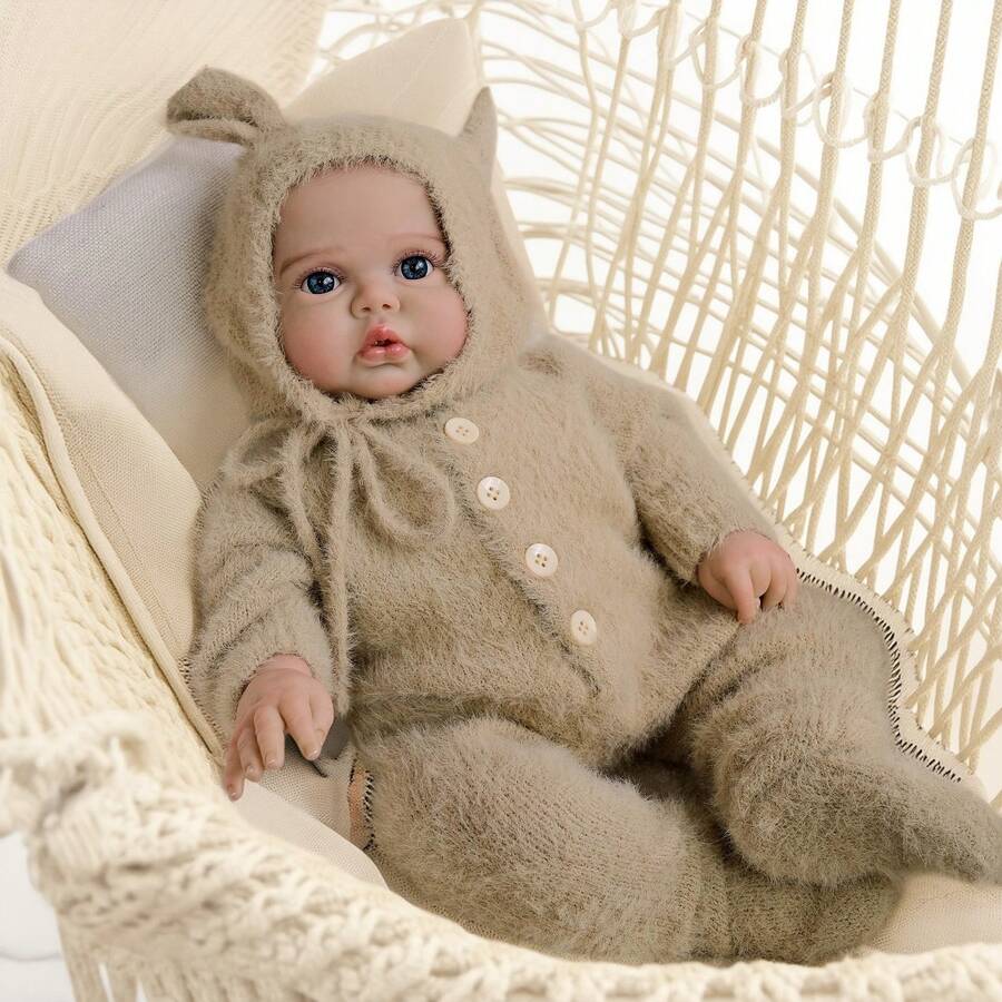 19英寸重生娃娃PICKLE，新生儿尺寸，3D皮肤，手工精细皮肤彩绘，可见血管 - 駝色 - 查看 1