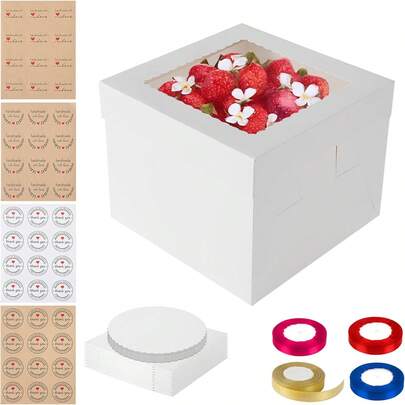 14-Piece Dessert Stand Set, 4 Tiered Cake Stands (3-Tier & 2-Tier) + 6 Rectangle Appetizer Trays, Thick Plastic Serving Platters For Cupcakes, Donuts, Fruits - Party, Wedding, Buffet Display (White)