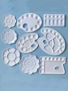 塑料水彩调色盘和轻便颜料托盘，适合艺术家、学生和手工爱好者，配有易于使用的调色盘 - 彩色 - 查看 2