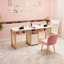 Escritorio Minimalista Para Salón De Uñas Con 3 Cajóns 160cm - Multicolor - Ver 2