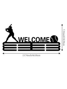 1个棒球奖牌展示架，金属墙面装饰收纳架，运动员礼物