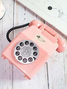 1个粉色小猪存钱罐，电话造型，可作硬币罐、家居装饰/毕业季装饰、收纳罐、摄影道具、生日派对礼物