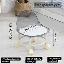 带脚轮的旋转凳，亚克力可移动靠背椅，带轮子的便携式紧凑型家用凳