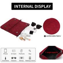 女士时尚酒红色单肩包 - 可转换成腋下包、斜挎包、手拿包，配有撞色链条肩带和双拉链，采用柔软奢华的PU材质，小巧却容量充足，可装下手机/钱包/化妆品，可调节链条肩带（适合腋下、斜挎、单肩背） - 酒紅色 - 查看 6