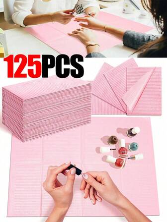 一次性粉/白美甲桌垫 三层防水可折叠清洁垫 桌布 美甲餐巾纸，多功能美容纹身牙科清洁布 防水桌布 美甲工具