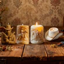 1pc Western Cowboy Hat Themed Craft Candle Making Silicone Mold - White - View 2