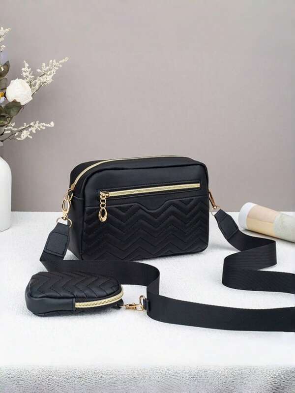 2pcs Minimalist Chic Versatile Shoulder Bag Set, Stylish Crossbody Square Bag, Fashionable Women Shoulder Bag For Daily Outings