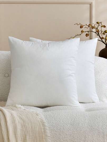 1pc/2pcs White Velvet Solid Color Decorative Pillow Cover (Without Pillow Insert), Square Cushion Cover, Holiday Home Decor Pillow, Soft & Comfortable Fabric, Modern Decor For Sofa, Bedroom, Dorm