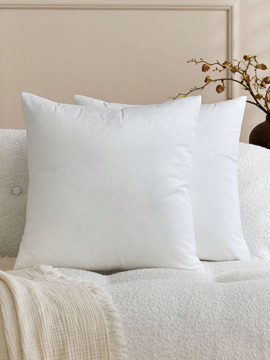 1 件/2 件白色天鹅绒纯色装饰枕套（不含枕芯），方形靠垫套，节日家居装饰枕头，柔软舒适的面料，现代沙发、卧室、宿舍装饰