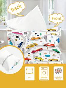 儿童卡通汽车主题床上用品套装（1件套），双面印花（1个单面印花枕套+1个双面印花被套），适合幼儿园/托儿所使用。数码印花可爱图案被套，儿童被套和枕套，适合幼儿、婴儿、儿童。采用90克涤纶面料，透气亲肤。足球图案被套，适合儿童、男孩和女孩。 - 彩色 - 查看 3