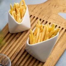 1pc Large/Small Ceramic French Fry Bowl, Ceramic French Fry Cup, For Restaurant Daily Use, Household Ceramic Bowl, Ceramic Plate - Multicolor - View 8