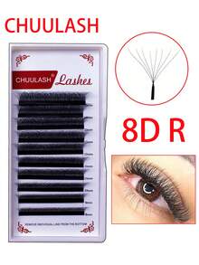 10对 CHUULASH YY/3D/4D/5D/6D/7D/8D/6D 真睫毛/睫毛嫁接/8D R/U-YY/3D 棕色/4D 棕色/5D 棕色 自然柔软睫毛嫁接，专业级 - D - 查看 10