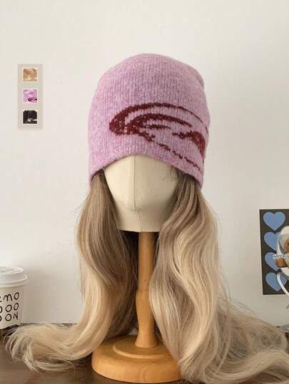 1pc Jacquard Knit Knitted Blend Warm Ear Protection Beanie Hat, Unisex Vintage American Style Outdoor Ski Cold Weather Knit Cap, Autumn/Winter