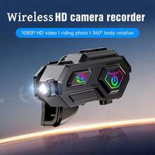 Wireless Motorcycle Helmet Headset, HD Camera, 1080P High-Definition Recording, Riding Photography, 360° Body Rotation, Wireless Playback/Download, Upgraded 600M Long-Range Pressure-Free Intercom, Near-Zero Latency, FM Radio For Global Listening Anytime, Anywhere, 48-Hour Battery Life, Includes 64GB Memory Card. - 摩托車安全帽耳機 - 查看 9