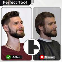One Barber Styling Clipper With Measuring Indicator, Curved And Rectangular Sections, Durable Plastic Precision Cutting Tool, Men's Grooming & Professional Styling Aid, No Batteries Required, Curved Hairline Design, Textured Handle, Barber Accessory, Practical Hairline Styling Clipper, Barber Design Styling Baffle Clipper, Suitable For Beard Styling And Hair Styling. - Multicolor - View 8