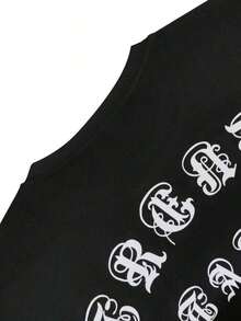 Camiseta de hombre con gráfico de letras y hombros caídos Manfinity Roghcode - Negro - Ver 3