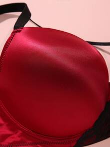 mimilemon Women's Contrast Lace Trim Underwire Push-Up Bra - Enhancing, Supportive, Sexy & Comfortable, Suitable For Daily Wear And Special Occasions - Burgundy - View 7