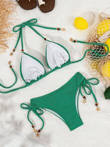 Women's Bikini, Beachwear, Plus Size Women's Beach Swimsuits, Vacation, Beach, Party, Sophisticated, Pool, LARA VIVA - Màu xanh Bạc hà - Xem 4