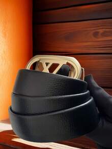 2025 New Business Men's Belt - Alloy Letter Buckle Design, Sturdy And Durable, Fashionable And Versatile Youth Belt, Suitable For Outings, Parties, Daily Commute, Ideal Gift Choice - Multicolor - View 6