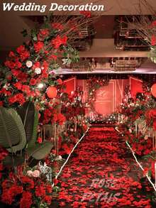 2000pcs Artificial Silk Rose Petals Decor, Red Rose Petals, Suitable For Wedding Decoration, Valentine's Day Decor, Gift Box Filler, Proposal, Room Aisle Decor, Holiday Decoration