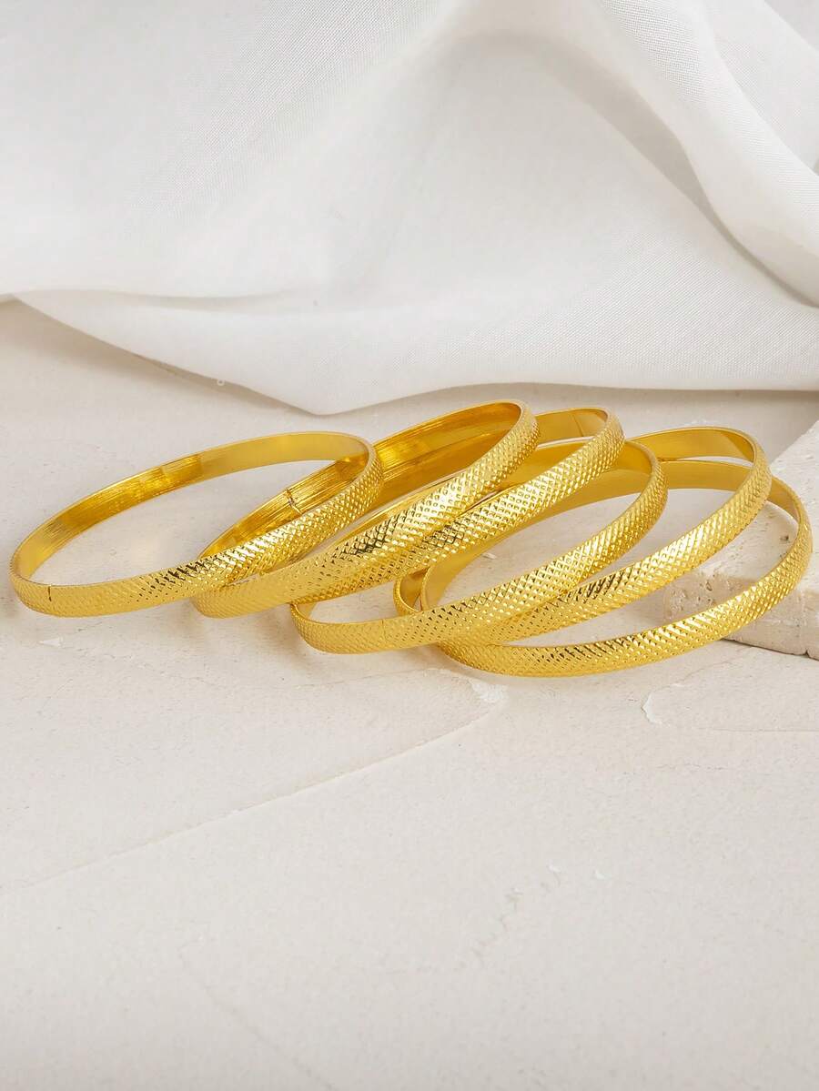Bộ 6 vòng tay sang trọng có thể xếp chồng lên nhau, dành cho bé từ 2-8 tuổi, với họa tiết hoa caro. - Nhiều màu - Xem 1