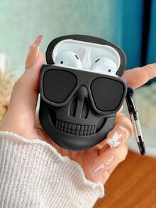 1pc Unique Funny 3D Skull Headphone Protective Case - Black - View 3