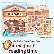 Water Vole Quiet Book Jelly Stickers Set, Reusable Creative Scene DIY Craft Toy, Improve Focus, Cute Sticker Art Toy Gift Box For Boys And Girls