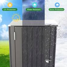 Flamaker Outdoor Storage Metal Vertical Storage Shed - Lockable, Weatherproof Storage For Garden Tools & Pool Supplies, 22 Cuft - 22 Cuft - 查看 5