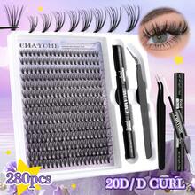 280pcs D-Curl Eyelash Curler, 9-16mm Single Lash Curler 10D-20D-30D, DIY Eyelash Curler With Thin & Thick Handle, Eyelash Curler Set With Applicator, Eyelash Glue And Sealer - Purple - View 13