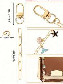 10/5 piezas Accesorios decorativos creativos para llaveros que incluyen mosquetón, cadena de extensión, anilla de apertura, para manualidades y decoración de mochilas