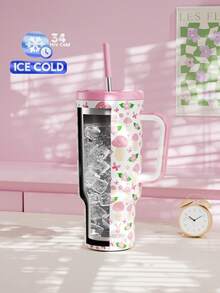 Meoky 40oz Tumbler with Handle and Straw, Insulated Cup, Vacuum Insulated Water Bottle, Tumbler with Lid and Straw, Insulated Stainless Steel Travel Mug, 100% Leak-proof, Keeps Cold for 34 Hours or Hot for 10 Hours - 粉色 - 查看 2