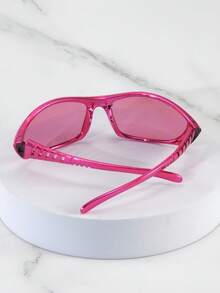 1 副新千年风格未来主义超大镜框运动骑行时尚眼镜，女士款，装饰时尚，防紫外线。 - 玫瑰紅 - 查看 10