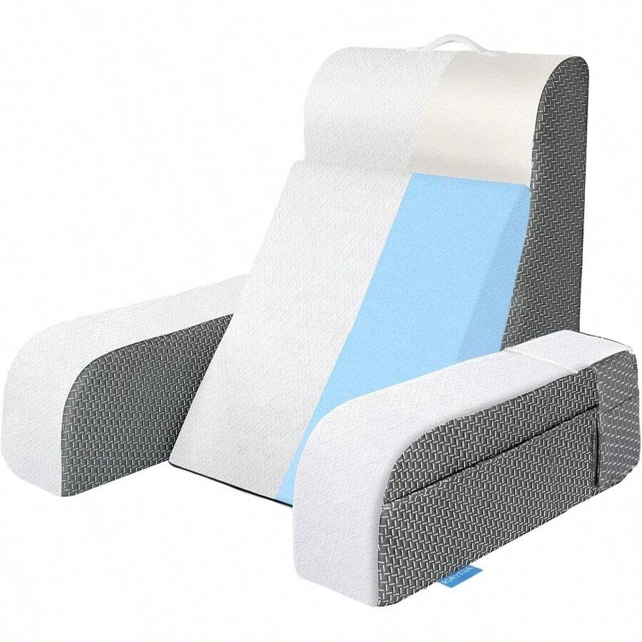 Reading Pillow 10 In 1 Back Pillow For Bed Sitting Up With Detachable Arms Rest Back Rest Pillow With Gel Memory Foam Husband Pillow For Reading/Gaming/Working In Bed Or Couch 21'' White - trắng - Xem 1