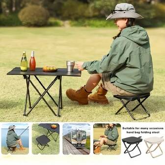 1pc Portable Outdoor Camping Folding Chair, Multi-Function Stool, Pencil Case Folding Mini Fishing Stool, Outdoor Portable Folding Stool, Small Stool Camping Fishing Stool, Mini Folding Pencil Case Small Stool, Home Camping Picnic Sling Stool