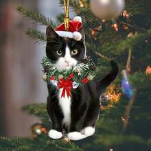 Cistmas Cat Ornaments Cute Acrylic Animal Pendant for Holiday Tree Decoration with Eye Catching Festive Style Ornament Set for Home Fireplace Farmhouse  Workplace Family Seasonal Decor - E - Ver 2