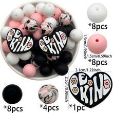 29pcs Valentine's Day Series Mixed Silicone Beads Decorative Beads DIY Handmade Bag Chain, Phone Chain, Bracelet, Necklace, Keychain, Jewelry Beads - Multicolor - View 10