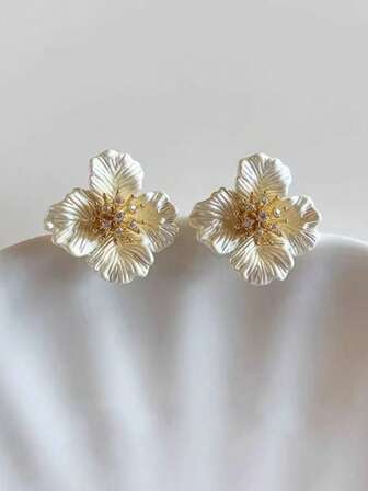 1 par de pendientes florales elegantes, pendientes de lujo de calidad minimalista de moda para mujer, regalo para uso diario