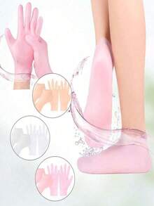 1 Pair Silicone Foot Moisturizing Socks, Suitable For Dry, Cracked Feet, Specialized Socks For Dry, Cracked Feet - Women's Silicone Moisturizing Socks, Foot Care Silicone Socks, Foot Therapy Gel Socks, Foot Care, Use After Pedicure, Moisturizing Gel, Suitable For Dry, Cracked Feet - Relaxing Massage, Softening Skin, Foot Care, Skin Care - Baby Pink - View 3
