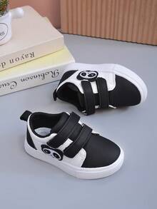 1双PU材质魔术贴装饰婴儿时尚百搭运动鞋，舒适防滑轻便简约婴幼儿鞋，模压鞋垫，适合上学和日常穿着 - 白色 - 查看 3